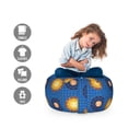 thumbnail image 2 of Astrology Storage Toy Bag Chair, Vintage Pattern with Celestial Elements Astronomic Ornaments, Stuffed Animal Organizer Washable Bag, Large Size, Yellow Brown and Blue, by Ambesonne, 2 of 3
