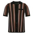 thumbnail image 3 of Men’s Short Sleeve Knit Button Down T-Shirts Slim Fit Vintage Stripe Lapel Sweater Casual Business Dress Shirt, 3 of 7