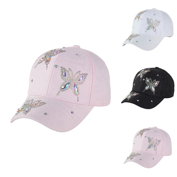 AirLoni Women Casual Sports Sun Hat Sparkling Sequins Rhinestone Decor Foldable Breathable Adjustable Baseball Cap for Outdoor Travel Black,One Size