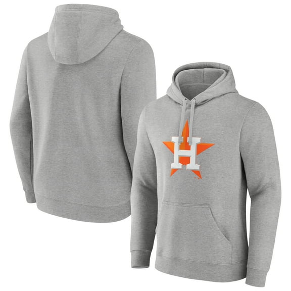 Men's Heather Gray Houston Astros Official Logo Fitted Pullover Hoodie