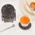 thumbnail image 3 of Yayeee 6 PCS Drink Coasters with Holder Set Woven Absorbent Round Tabletop Hot Pad, Gothic Floral Print, 3 of 7