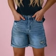 thumbnail image 2 of KALE Jean Shorts Womens Denim Stretchy Mid High Waisted Plus Size Casual Trendy Loose Fit Hot Short Jeans Denim Shorts Women Short Blue, 2 of 5