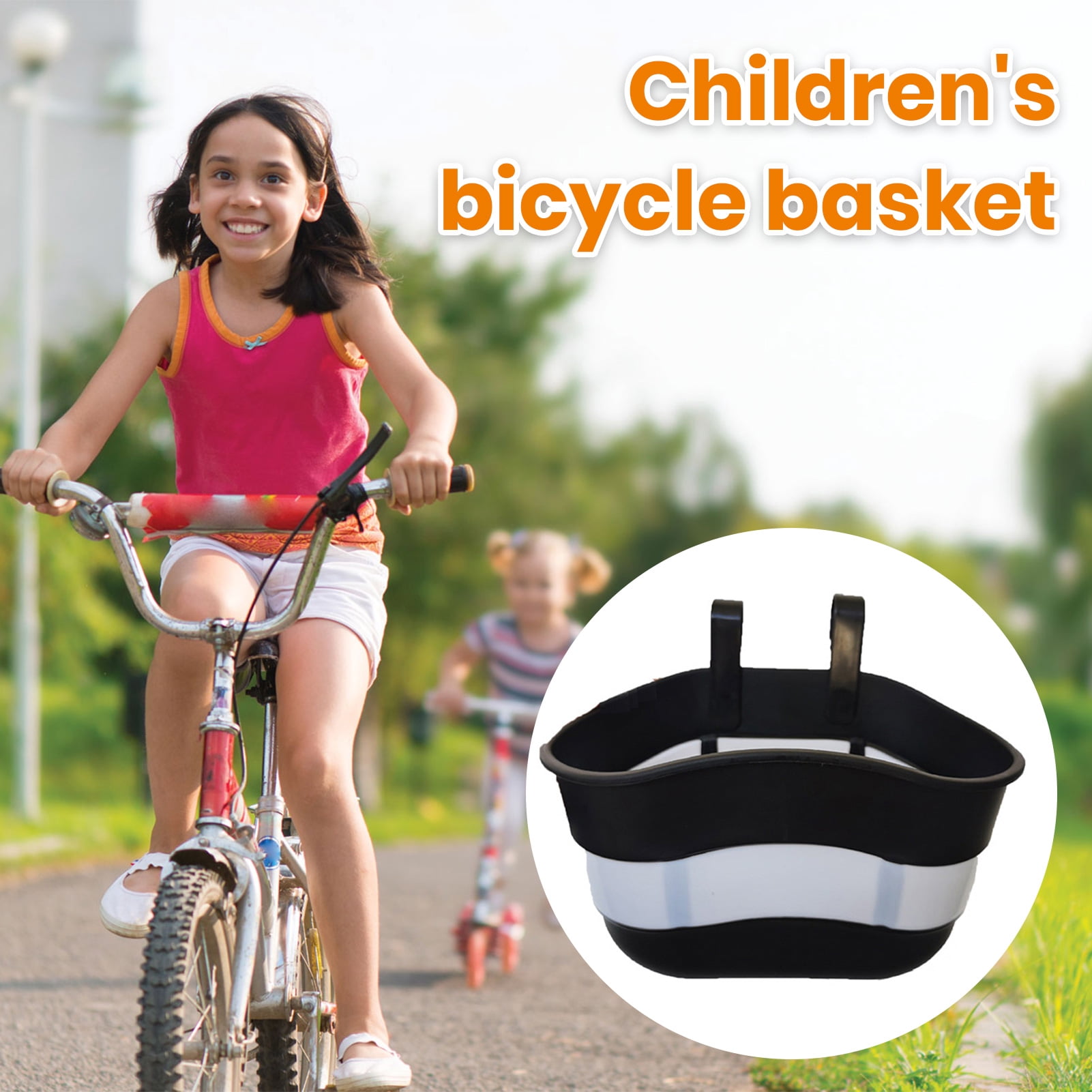 YIFAEUX Bicycle Basket Large Capacity Bright Color Strong Load-bearing Smooth Edge Easy Installation Kids Scooter Bike Handlebar Front Storage Basket Bike Supplies