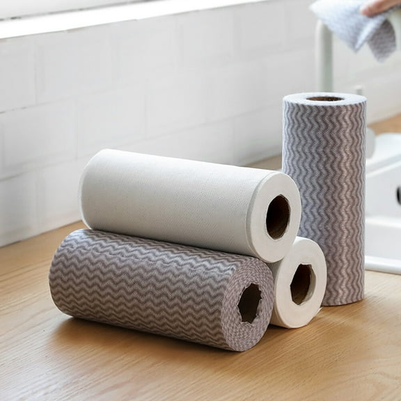 Worgeous 50pcs/Roll Mutipurpose Handy Wipes Cleaning Wipes Disposable Nonstick Wiping Rags Nonwovens House Cleaning Cloth Kitchen Dish Dishcloth (Random Color)