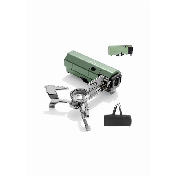 Aoran Portable Gas Camping Stove - Foldable Outdoor Cooking Burner for Hiking, Picnics & Travel, Lightweight with Storage Bag, Efficient for Boiling Water, Brewing Tea & Meal Preparation, Green Design
