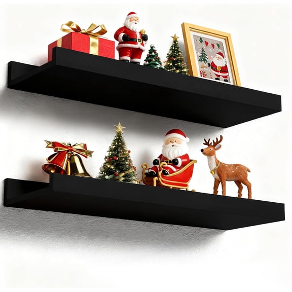 Long Floating Shelves, Set Modern Wall Shelf for Bedroom, Nursery Book Shelf with Lip, Picture Ledge Shelf for Living Room, Bathroom, Kitchen
