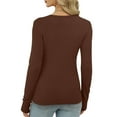 thumbnail image 3 of Maplenight Long Sleeve Thermal Shirts for Women Ribbed Knit Slim Fit Going Out Tops Basic T-Shirt with Thumb Holes Underscrubs Casual Fall Outfits, 3 of 7