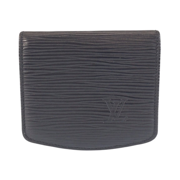 Pre-Owned LOUIS VUITTON Louis Vuitton Epi Cuvette Spool Black Leather Wallet with Gold Hardware...