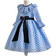 thumbnail image 2 of Girls Retro Polka Dot Dress Long Sleeve Wedding Princess Maxi Boho Dress 3-9 Year, 2 of 7