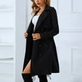 thumbnail image 4 of Chaqueta de solapa de longitud media, chaqueta de solapa para mujer, abrigo de viento cruzado doble, abrigo de solapa para mujer, uso conveniente, 4 of 8