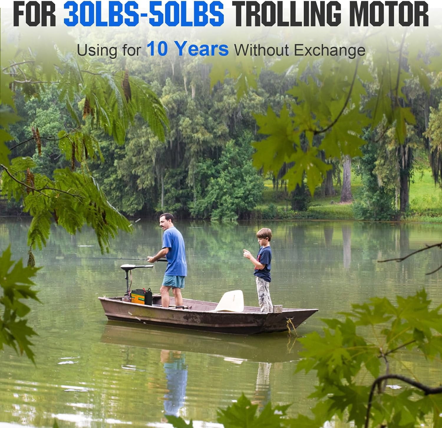 ECO-WORTHY 12V 50Ah Trolling Motor LiFePO4 Lithium Battery with BMS, 3000~15000 Times in Deep Cycle, for 30~50lb Trolling Motor, Travel Trailer, RV, Marine, Solar, Power Wheel Chair