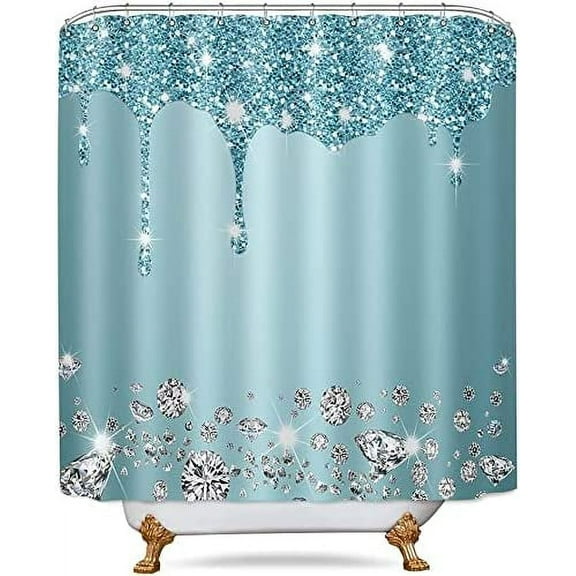 Uowrpoz Light Blue Shower Curtains for Bathroom (No Glitter) Perfect Color Scheme for Bling Party Decorations 72x84 Inch Waterproof Fabric Glam Teen Girl Shower Curtains for Bathroom,YLHXTE278