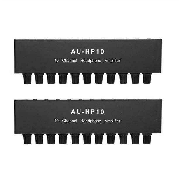 2X AU-HP10 Amplificador de Auriculares EstéReo de 10 Canales Audio 1 Entrada 10 Salida Preamplificador Control Independiente NJM4556A DC12-24V
