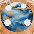thumbnail image 2 of Blue Marble Gold Wave Pattern Round Fitted Tablecloth with Elastic Edge,Dining Table Cover Waterproof,Outdoor Round Tablecloth for Camping,Dining,Indoor and Outdoor, 2 of 7