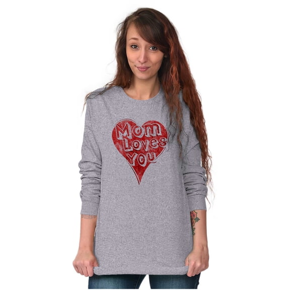 Mom Loves You Heart Mothers Day Women Plus Size Long Sleeve Graphic Tee Brisco Brands 2X
