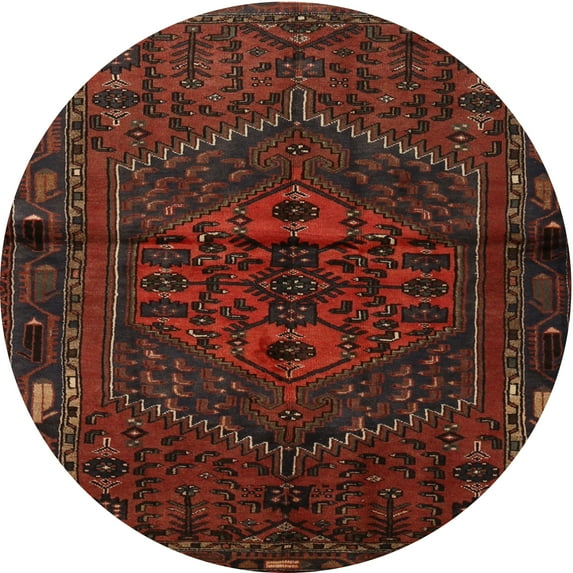 Ahgly Company Indoor Round Traditional Dark Red Persian Area Rugs, 3' Round