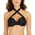 thumbnail image 3 of Calvin Klein Women's Pleated Convertible Underwire Bikini Swim Top (S, Black), 3 of 4