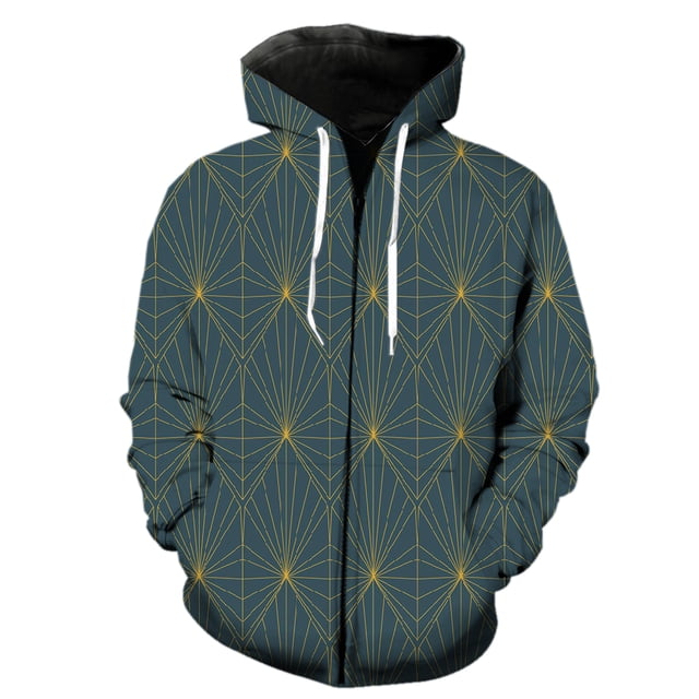 Abstract Pattern Men's Zipper Hoodie Spring Sweatshirts Long Sleeve Casual Cool Tops Teens 3D Print Fashion Hip Hop Oversized