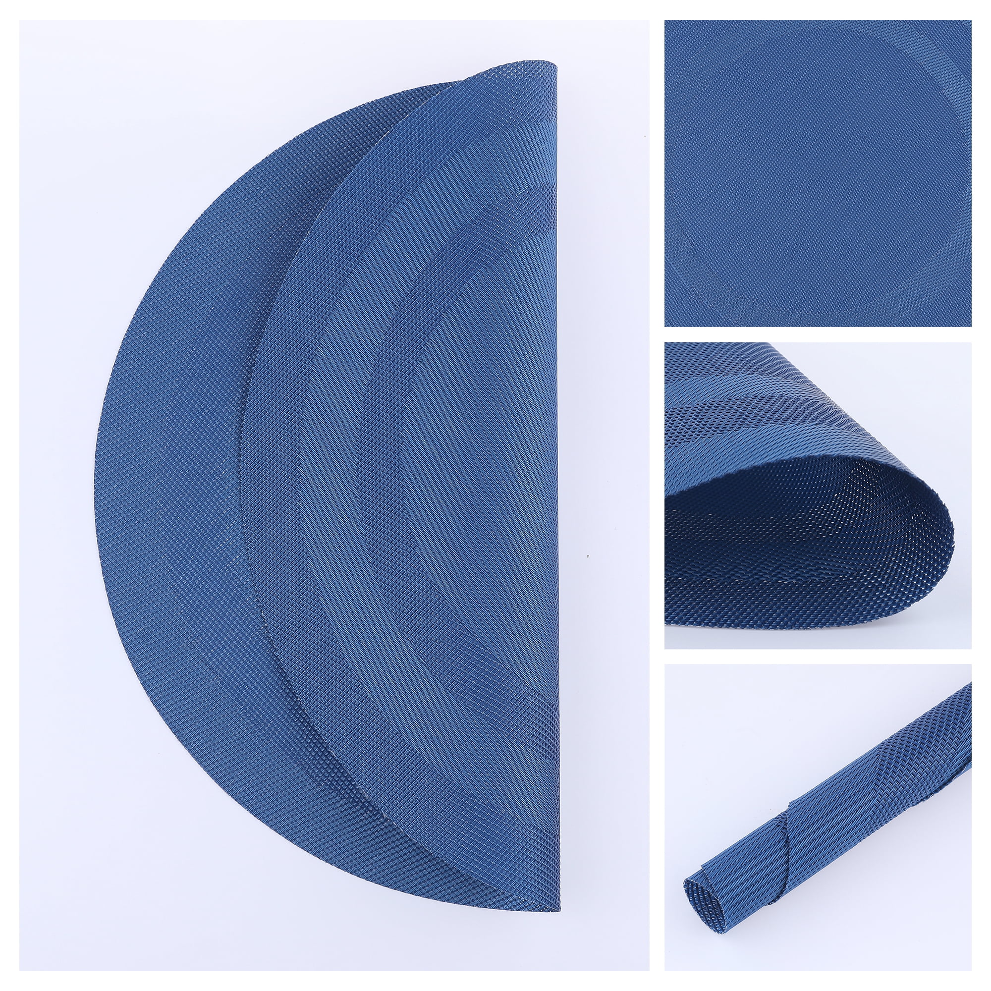 Unique Bargains Set of 6 Round Placemats for Kitchen Dining Table Decor Blue