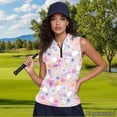 thumbnail image 2 of Knextrepoy Golf Ball Sleeveless Golf Shirts for Women 1/4 Zip Breathable Ladies Golf Shirt Hibiscus Tennis Tank Tops, Soft Golf Shirts for Women Size XL, 2 of 8
