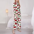 thumbnail image 3 of Fotbe Hand Drawn Strawberry Pattern Long Sleeve Pajama Set for Women,Sleepwear Set,2-piece Loungewear Set,Soft PJs Comfy Nightwear with Pockets -Large, 3 of 7