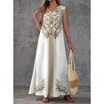 thumbnail image 3 of Multicolor Embroidered V-Neck Maxi Dress, Bohemian Casual Luxury Womens Sleeveless A-Line Dress, 3 of 8