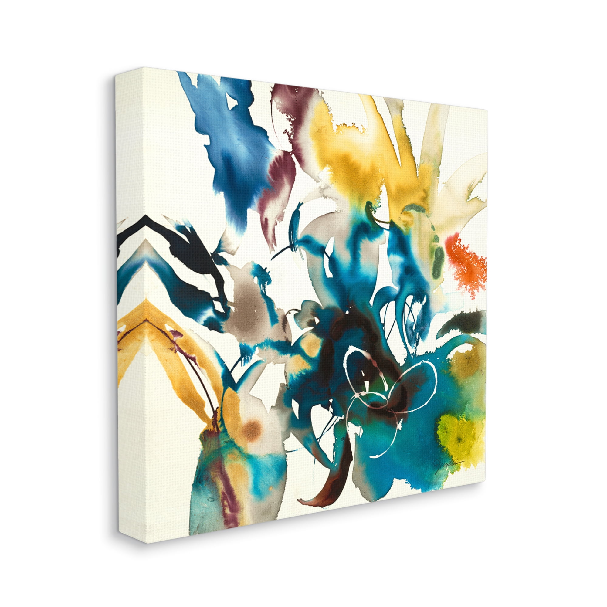 Stupell Industries Abstract Botanical Splash Botanical & Floral Painting Gallery Wrapped Canvas Print Wall Art, 17 x 17