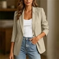 thumbnail image 4 of Women's 3/4 Sleeve Blazer Lapel V Neck Button Down Cardigan Casual Business Stylish Jackets With Pockets (S, Khaki), 4 of 7