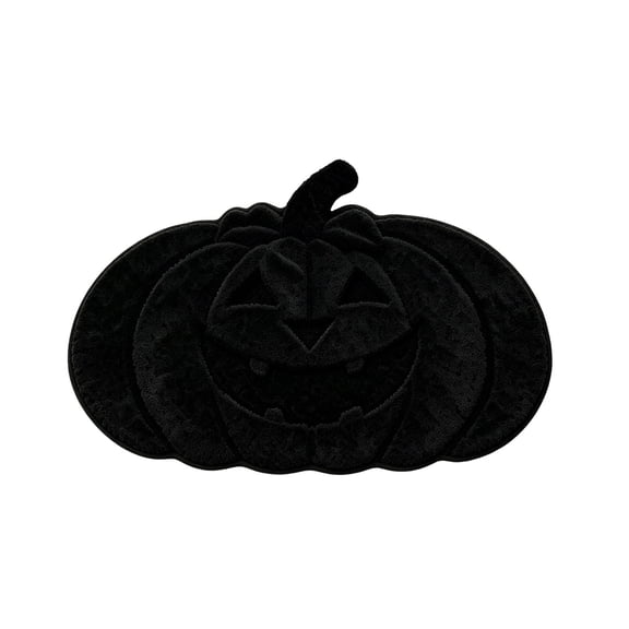 Fall Pumpkin Rug, Non Slip Halloween Bath Mat, Halloween Home Decoration, Suitable for Bathroom, Bedroom, Porch, Front Door Black