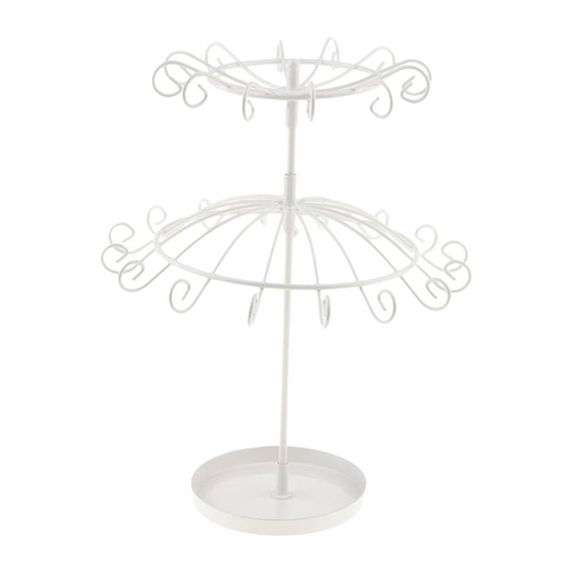 Estante de exhibición de joyería organizador de soporte de joyería giratorio de 2 niveles para mujeres y niñas Blanco Zulema Organizador de joyas
