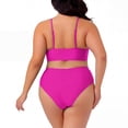 thumbnail image 4 of Agnes Orinda Women's Plus Size 2 Piece Swimsuit Adjustable Spaghetti Straps High Waisted Bathing Suit Tummy Control Bikini Set L Hot Pink, 4 of 6