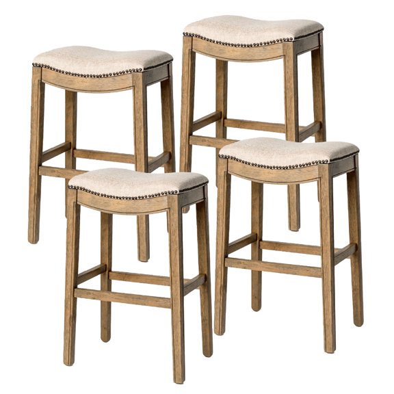 Open Box Maven Lane Adrien Saddle Bar Stool, Natural, Bar Height (4 Pack)