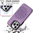 thumbnail image 4 of Design for iPhone 14 Pro Case with Tempered Glass Screen Protector Credit Card Holder Slot, PU Leather Wallet Phone Cases Kickstand Protective Cover for iPhone14pro Women 6.1 inch Purple, 4 of 16