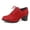Red, variant on Women's Round Toe Suede Lace Up Half Ankle Booties Chunky Block Heel Dress Short Boots Oxford Shoes