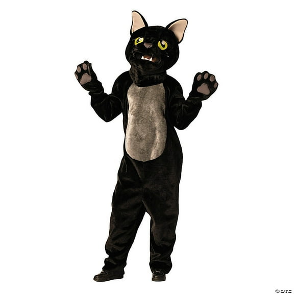 Adults Black Cat Jumpsuit Costume with Mask & Paws- One Size