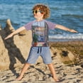 thumbnail image 3 of FORMRS Boys Rash Guard Short Sleeves Swim Shirt Quick Dry UPF 50+ Sun Protection, Sizes 3-12T, Green Boat, 3 of 6