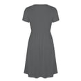thumbnail image 7 of ClodeEU Women's V Neck Short Sleeve Midi Dress,Casual High Waist A Line Flowy Dress Gray,Women's Plus M, 7 of 7