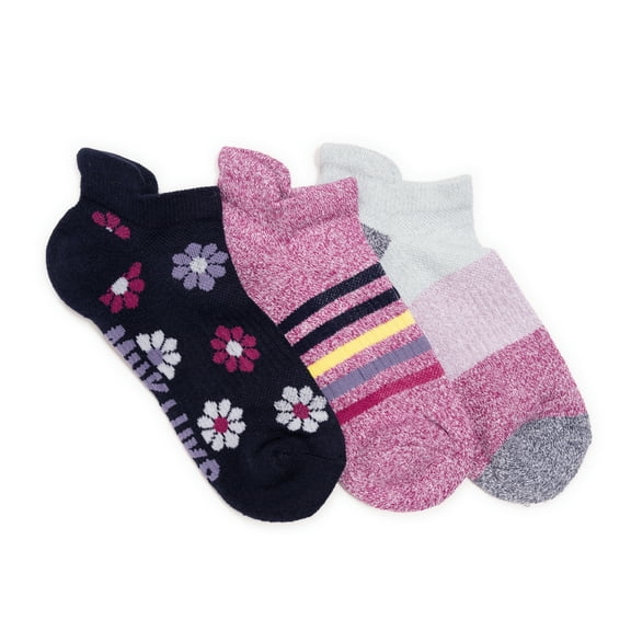 MUK LUKS Women's 3 Pack Cotton Compression Ankle Socks