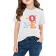 thumbnail image 4 of Blusas y camisas de manga corta con cuello redondo para niños y niñas, camisetas gráficas de manga corta, blusas con estampados bonitos para la temporada escolar., 4 of 9