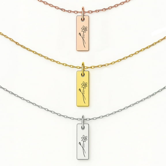 Birth flower Rose Gold Necklace for Women Custom December Birthflower Jewelry Personalized Gifts for Women - December Birthday Gifts for Her - Narcissus Flower Necklace