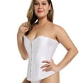 thumbnail image 3 of Top tipo bustier con corsé y cintura deshuesada, túnica sexy con botones en la parte delantera - Blanco, 3 of 6