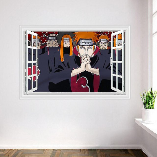Pegatina de pared 3D de Naruto Uchiha Itachi Shippuden, decoración del hogar, calcomanías de anime de 60x90cm Afortunado Sencillez