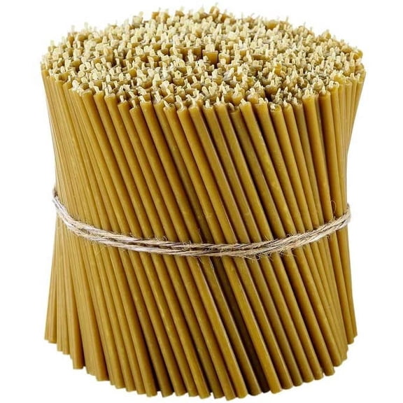 Pure Beeswax Candles - Honey-Scented, Decorative Thin Taper Candles - Ideal for Birthday Decoration or Church Prayers - Drip Free, Tall & Smokeless Pack of 50 pcs, 6.3 x 0.2 inch