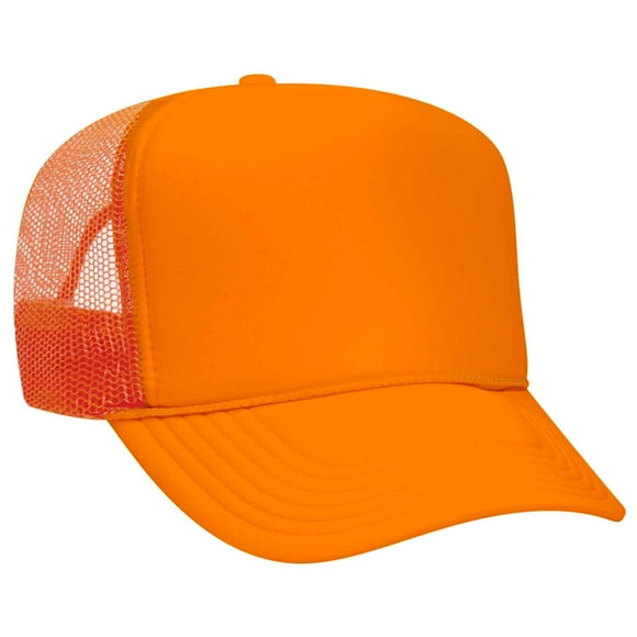 Otto Caps Neon 5 Panel High Crown Mesh Back Trucker Hat Polyester Foam Front