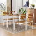 thumbnail image 2 of HOMCOM 5 Piece Dining Table Set for 4, Space Saving Kitchen Table and 4 Chairs, Rectangle, Steel Frame for Dining Room, 2 of 10