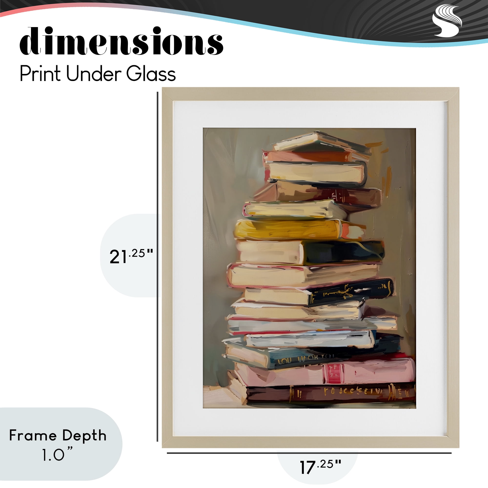 Stupell Industries Well Loved Bookstack Birch Framed Print Under Glass, design by LSR Design Studio