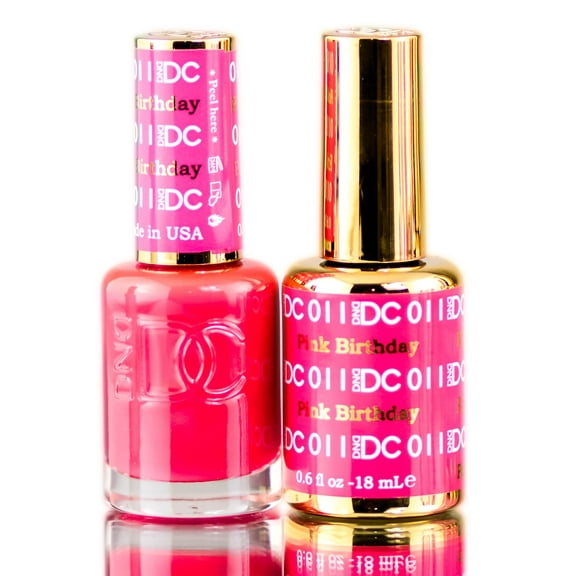 DND DC Pinks GEL POLISH DUO, Gel Lacquer 0.5 oz   Matching Nail Polish Color 0.5 oz, Daisy Nails - Pink Birthday (011)