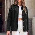 thumbnail image 2 of Women's Oversized Lapel Denim Shacket Long Sleeve Button Down Loose Casual Jean Jacket Coat Vintage Outwear Coat for Spring Fall Dark Gray, 2 of 8
