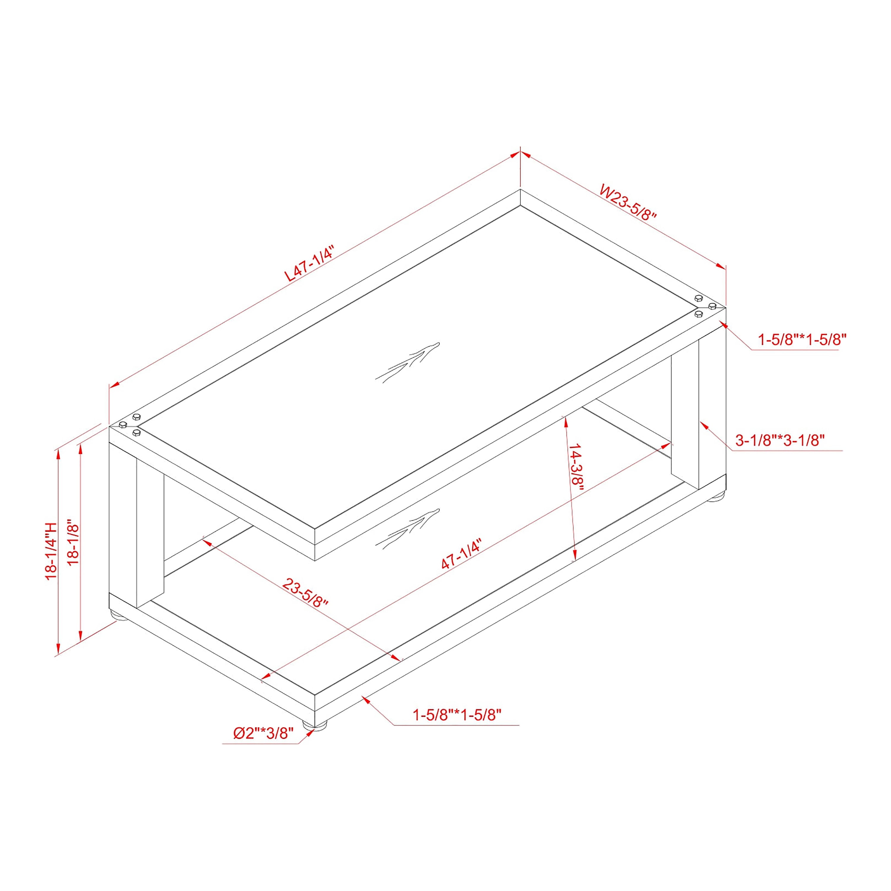 Furniture of America Elto 1-Shelf Metal Sand Black and Dark Walnut Coffee Table