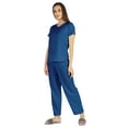 thumbnail image 3 of Inkmeso Womens 2Pcs Solid Nightwear Set Short Sleeves Top & Pajama Sets Soft Cotton Loungewear, 3 of 7